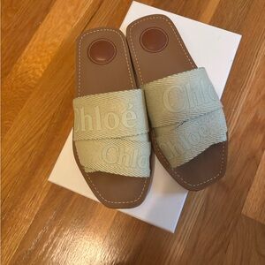 CHLOE Woody Sandals in Hazy Green